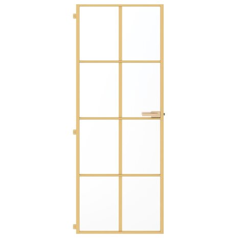 Binnendeur smal 76x201,5 cm gehard glas en aluminium goudkleur 3