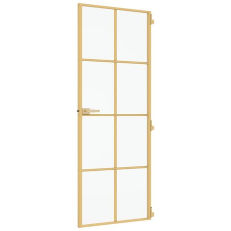 Binnendeur smal 76x201,5 cm gehard glas en aluminium goudkleur 5