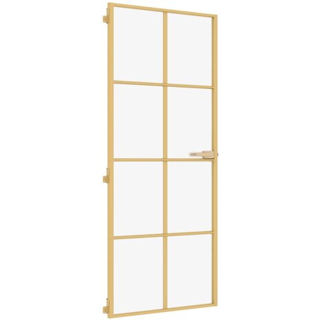 Binnendeur smal 83x201,5 cm gehard glas en aluminium goudkleur 2