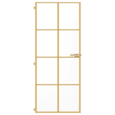 Binnendeur smal 83x201,5 cm gehard glas en aluminium goudkleur 3