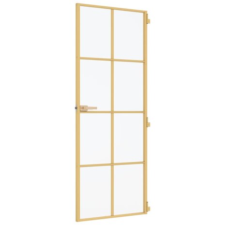 Binnendeur smal 83x201,5 cm gehard glas en aluminium goudkleur 5