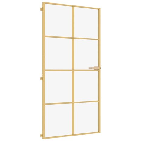 Binnendeur smal 102,5x201,5 cm gehard glas en aluminium goud 2