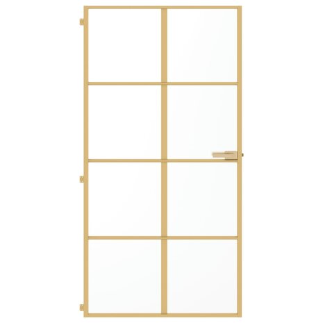 Binnendeur smal 102,5x201,5 cm gehard glas en aluminium goud 3