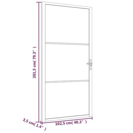 Binnendeur 102,5x201,5 cm ESG-glas en aluminium zwart 6