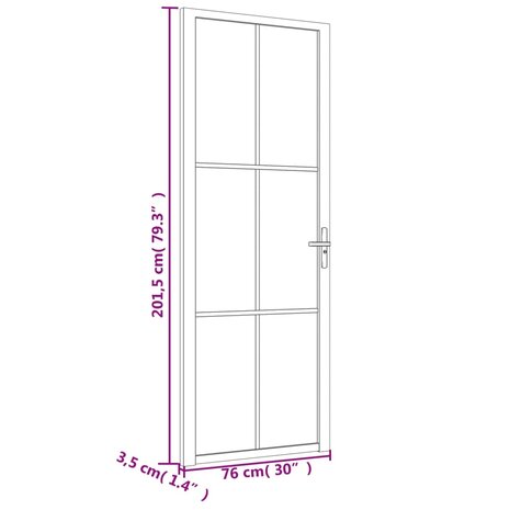 Binnendeur 76x201,5 cm ESG-glas en aluminium zwart 7