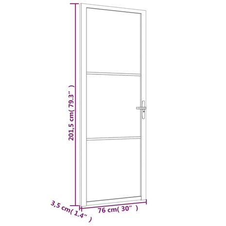 Binnendeur 76x201,5 cm ESG-glas en aluminium wit 6