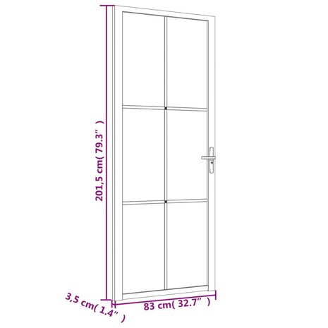 Binnendeur 83x201,5 cm ESG-glas en aluminium wit 7