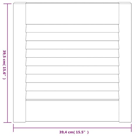 Kastdeuren met lamellen 2 st 39,5x39,4 cm massief grenenhout 6