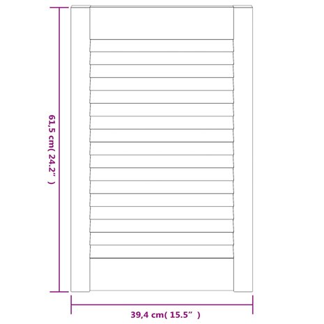 Kastdeuren met lamellen 2 st 61,5x39,4 cm massief grenenhout 6