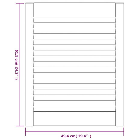 Kastdeuren met lamellen 2 st 61,5x49,4 cm massief grenenhout 6