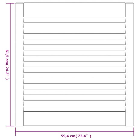 Kastdeur met lamellen 61,5x59,4 cm massief grenenhout 6