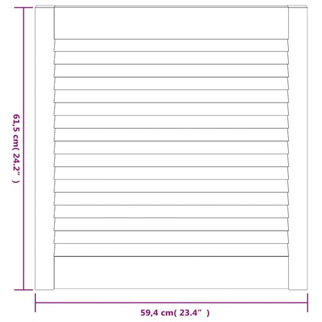 Kastdeuren met lamellen 4 st 61,5x59,4 cm massief grenenhout 6