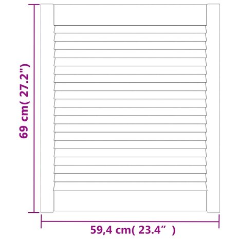 Kastdeur met lamellen 69x59,4 cm massief grenenhout 6