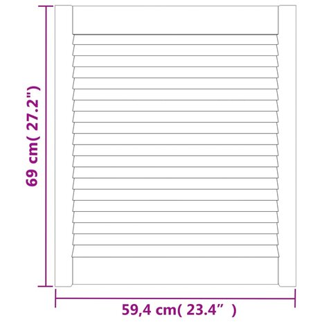 Kastdeuren met lamellen 4 st 69x59,4 cm massief grenenhout 6