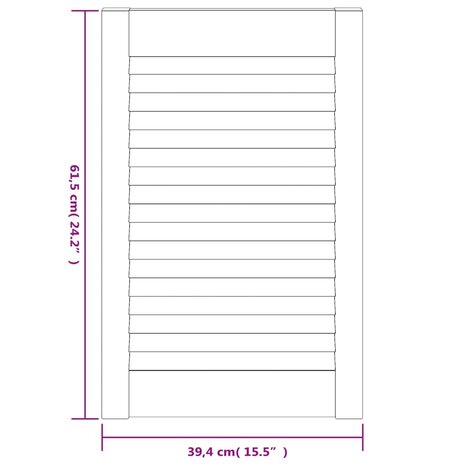 Kastdeuren met lamellen 4 st 61,5x39,4 cm grenenhout wit 6