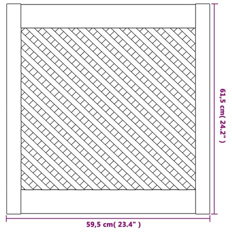 Kastdeuren met latwerk 2 st 59,5x61,5 cm massief grenenhout 6