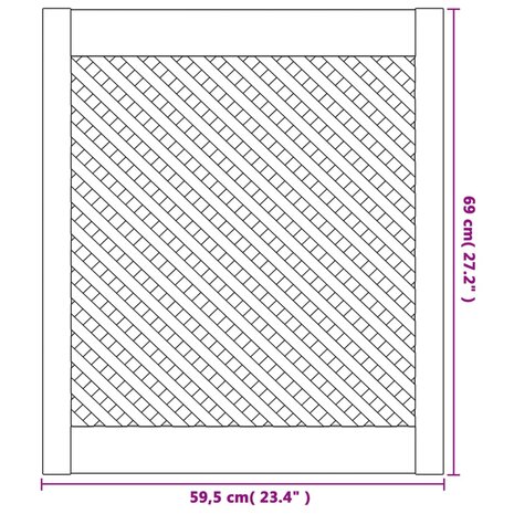 Kastdeuren met latwerk 2 st 59,5x69 cm massief grenenhout 6