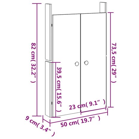 Kastdeurtjes voor buitenkeuken 2 st 50x9x82 cm grenenhout 10