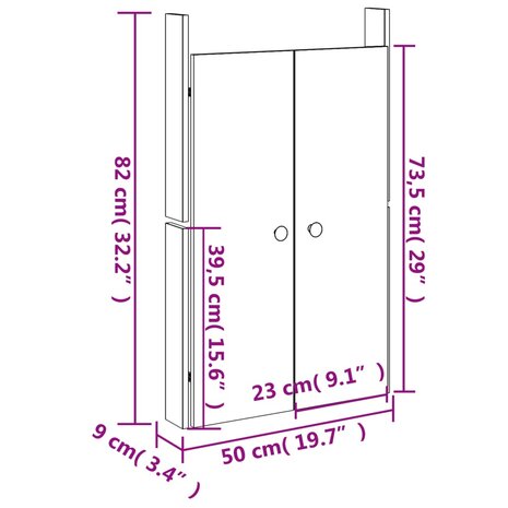 Kastdeurtjes voor buitenkeuken 2 st 50x9x82 cm grenenhout wit 10