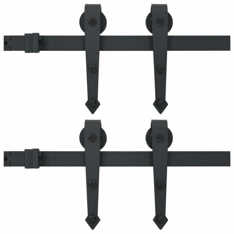 Hardwaresets voor schuifdeuren 2 st 200 cm staal zwart 2