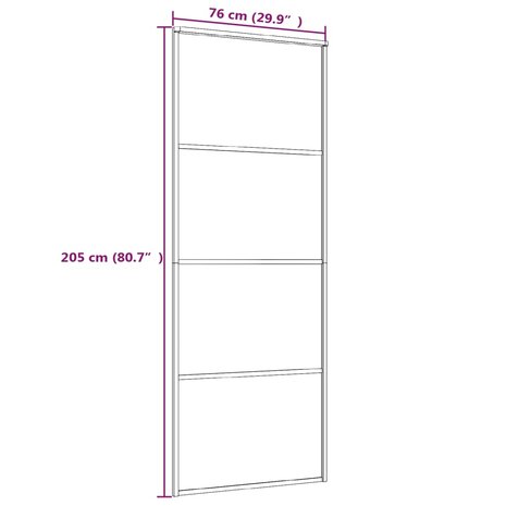 Schuifdeur 76x205 cm aluminium en ESG-glas zwart 5