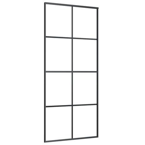 Schuifdeur 90x205 cm ESG-glas en aluminium zwart 2