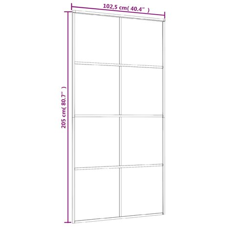 Schuifdeur 102,5x205 cm ESG-glas en aluminium zwart 6