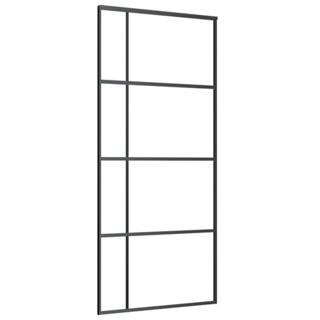 Schuifdeur 90x205 cm ESG-glas en aluminium zwart 2