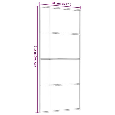 Schuifdeur 90x205 cm ESG-glas en aluminium zwart 6