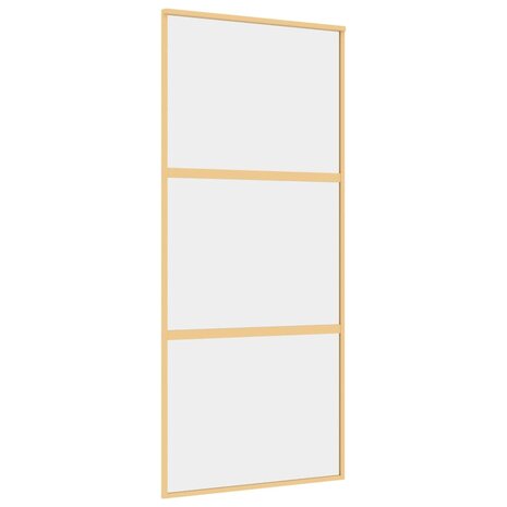 Schuifdeur 90x205 cm helder ESG-glas en aluminium goudkleurig 2