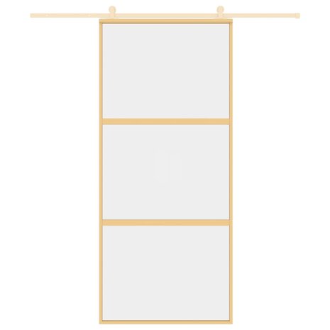 Schuifdeur 90x205 cm helder ESG-glas en aluminium goudkleurig 3