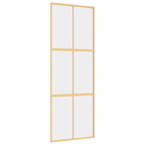 Schuifdeur 76x205 cm helder ESG-glas en aluminium goudkleurig 2