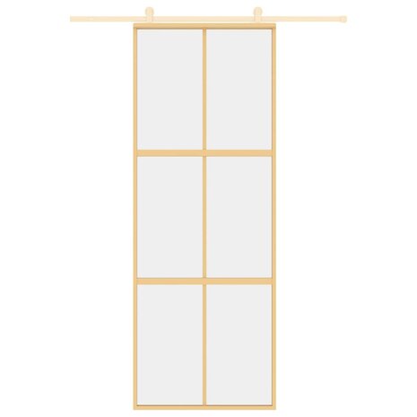 Schuifdeur 76x205 cm helder ESG-glas en aluminium goudkleurig 3