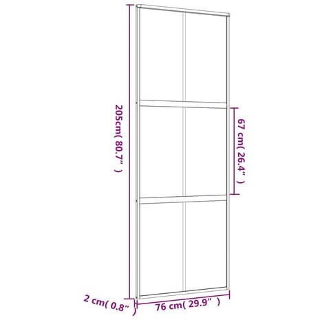 Schuifdeur 76x205 cm helder ESG-glas en aluminium goudkleurig 8