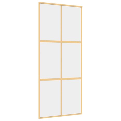 Schuifdeur 90x205 cm helder ESG-glas en aluminium goudkleurig 2