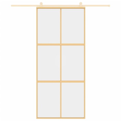 Schuifdeur 90x205 cm helder ESG-glas en aluminium goudkleurig 3