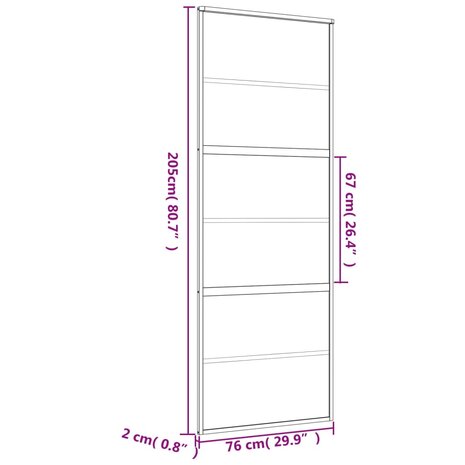 Schuifdeur 76x205 cm mat ESG-glas en aluminium goudkleurig 8