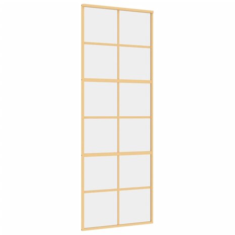 Schuifdeur 76x205 cm helder ESG-glas en aluminium goudkleurig 2