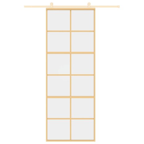 Schuifdeur 76x205 cm helder ESG-glas en aluminium goudkleurig 3