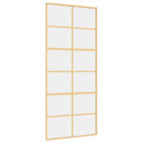 Schuifdeur 90x205 cm helder ESG-glas en aluminium goudkleurig 2