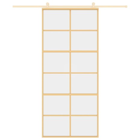 Schuifdeur 90x205 cm helder ESG-glas en aluminium goudkleurig 3