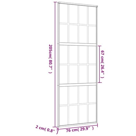 Schuifdeur 76x205 cm helder ESG-glas en aluminium goudkleurig 8