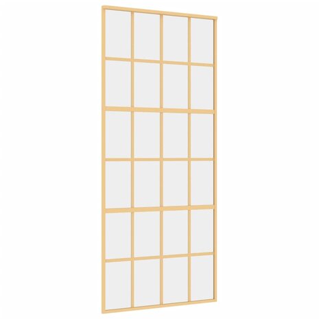 Schuifdeur 90x205 cm helder ESG-glas en aluminium goudkleurig 2