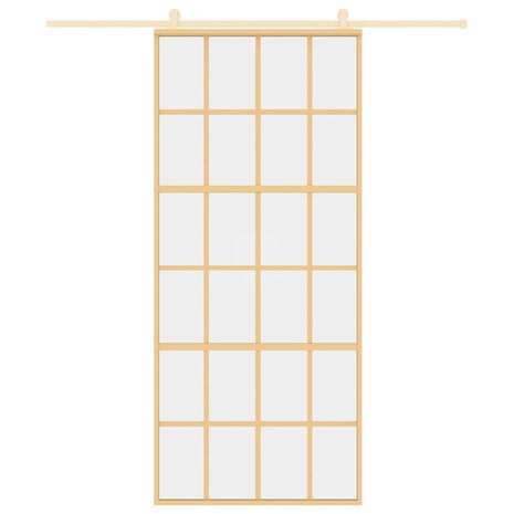 Schuifdeur 90x205 cm helder ESG-glas en aluminium goudkleurig 3