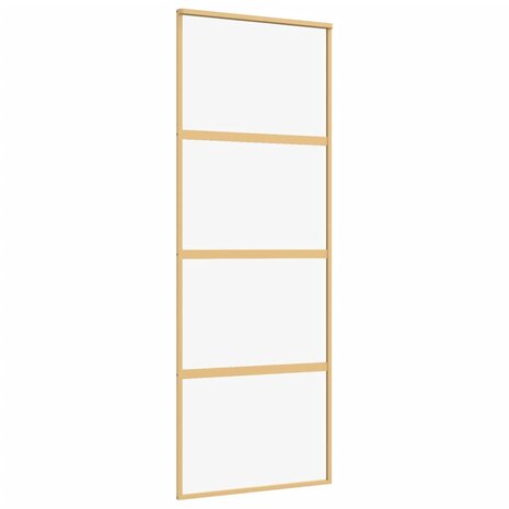 Schuifdeur 76x205 cm helder ESG-glas en aluminium goudkleurig 2