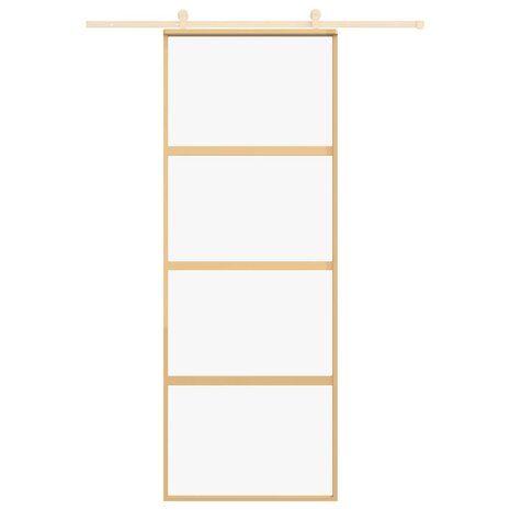 Schuifdeur 76x205 cm helder ESG-glas en aluminium goudkleurig 3