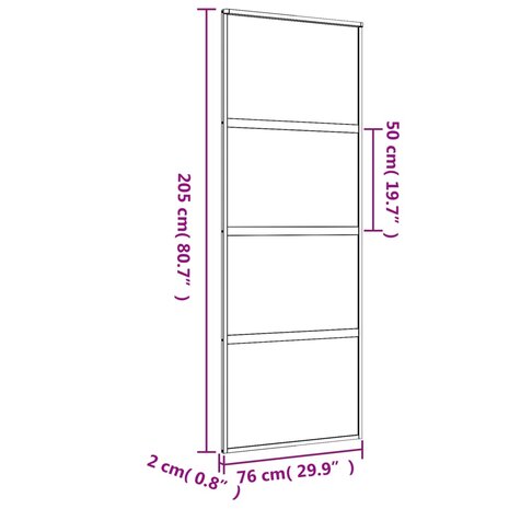 Schuifdeur 76x205 cm helder ESG-glas en aluminium goudkleurig 8