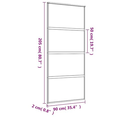 Schuifdeur 90x205 cm helder ESG-glas en aluminium goudkleurig 8