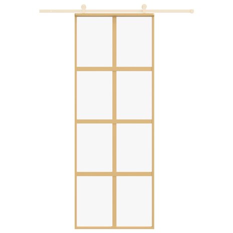 Schuifdeur 76x205 cm helder ESG-glas en aluminium goudkleurig 3