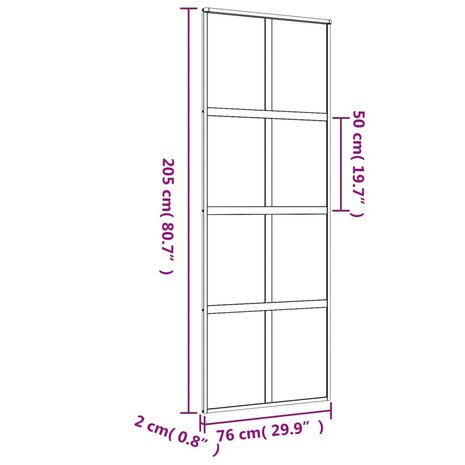 Schuifdeur 76x205 cm helder ESG-glas en aluminium goudkleurig 8